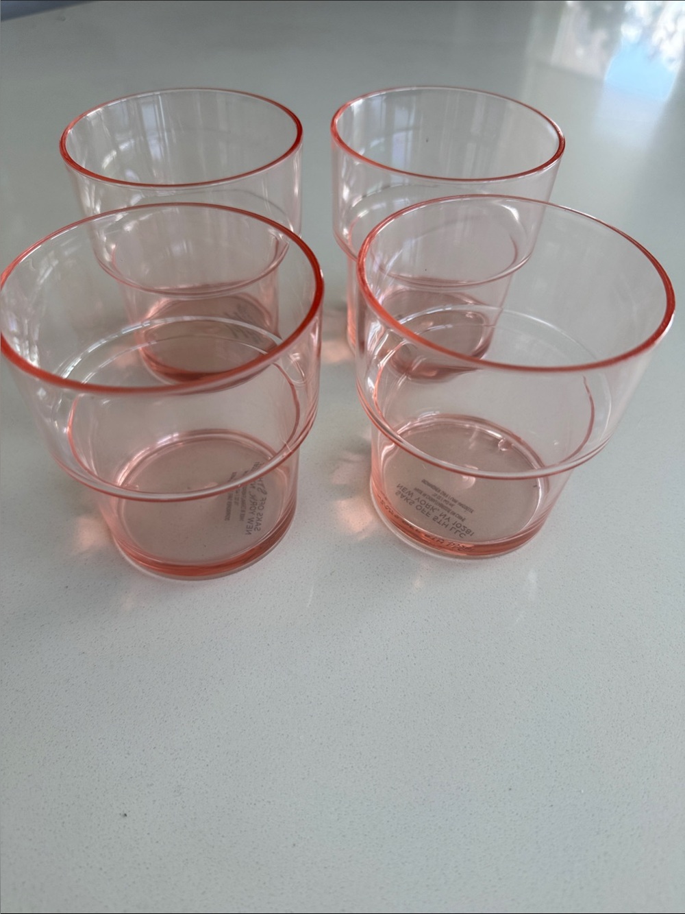 Saks Fifth Avenue Pink Rim Acrylic Tumblers - Set of 4